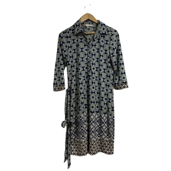 Max Studio dress Small belted 3/4 button down front and sleeve gently worn - Picture 1 of 8